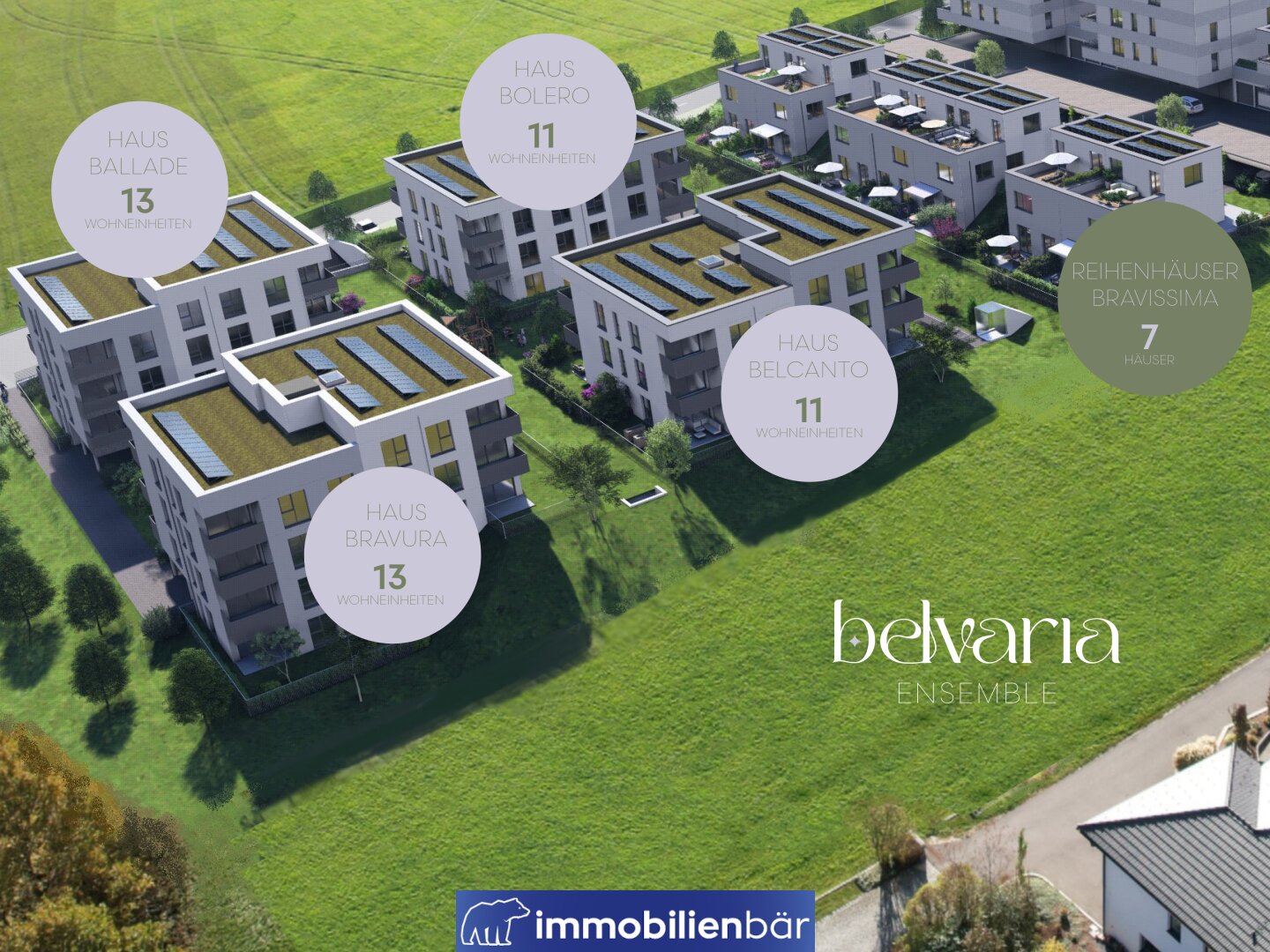 BELVARIA - Ensemble - Reihenhaus mit Dachterrasse, Garten und Doppelcarport – Bild 1 von 4